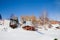 Perm, Russia - March 11.2017: Yacht club in the winter in the ba