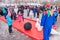 PERM, RUSSIA - March 13, 2016: Children playing skittles