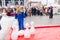 PERM, RUSSIA - March 13, 2016: Children playing skittles