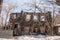 Perm, Russia - March 31.2016: Old ruined two-storey wooden house