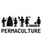 Permaculture concept with farmers using agricultural tools