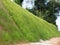 Permanent slope protection with the natural grass using the hydroseed method.