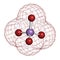 Permanganate anion, chemical structure. 3D rendering. Atoms are represented as spheres with conventional color coding: manganese