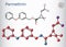 Permethrin molecule. It is insecticide and medication, used in treatment of lice infestations and scabies. Structural chemical