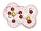 Peroxydisulfuric acid oxidizing agent molecule. 3D rendering. Atoms are represented as spheres with conventional color coding:
