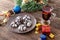 Perparing traditional cookies and gluhwein or mulled wine for new year celebration