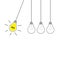 Perpetual motion. Hanging light bulb icon set. Switch on off lamp. Idea text. Shining effect. Dash line. Yellow color. Business su