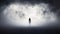 Perplexing Nightmare: A Woman\\\'s Silhouette Emerges From The Thick White Fog