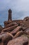 Perros Guirec, Ploumanac`h Lighthouse, Mean Ruz, la Manche, rocks and waves