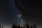 Perseid Meteor streaking across the sky towards the Milky Way