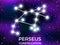 Perseus constellation. Starry night sky. Cluster of stars and galaxies. Deep space. Vector