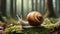 Perseverance in Motion: Snail Crossing a Forest.