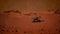 The Perseverance rover deploys its equipment against the backdrop of a true Martian landscape. 3d rendering