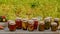 Perseveration of vegetables in jars. Selective focus.