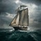 Persevering through storm person sails, navigating rough waters with resilience