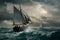 Persevering through storm person sails, navigating rough waters with resilience