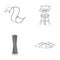 Persian carpet, dunes in the desert, Shanghai Tower, oil well.Arab emirates set collection icons in outline style vector