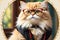 Persian cat donning stylish glasses, exuding confidence, whimsical accessory adding charm, bright and endearing