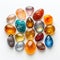 Persian Gemstones: Colored Faceted Gems On White Background