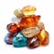 Persian Gemstones: A Vibrant Collection Of Colored Gems On White Background