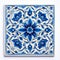 Persian Handmade Tile: Decorative Blue And White Wooden Tile On White Background