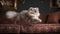 Persian Kitten\\\'s First Leap onto the Sofa