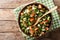 Persian Shirazi vegetable salad closeup on a plate. Horizontal top view