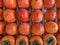 Persimmon in a basket lies in rows
