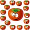 Persimmon fruit cartoon with many expressions