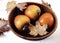 persimmon fruit food sweet leaf beauty casket plate white background