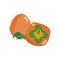 Persimmon icons in orange and yellow colors Two persimmons Flat vector ilustrations