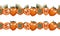 Persimmon whole and half with leaves seamless horizontal border. Design for packaging, banner, website, and poster. Isolated on a