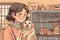 person adopting a pet manga style illustration generative ai