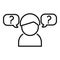 Person ambiguity icon outline vector. Business online choice