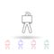 The person is assiduously carrying a box multi color icon. Simple thin line, outline vector of carrying and picking a box icons