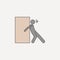person assiduously pushes box 2 colored line icon. Simple colored element illustration. person assiduously pushes box outline symb