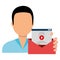 Person avatar with envelope social marketing