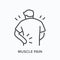 Person with backache line icon. Vector outline illustration man with musle pain. Human with spine problems