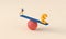 person balancing on a seesaw with pound sterling finance money symbol. 3D Rendering