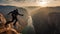 A person base jumping off a cliff created with Generative AI