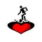 Person buries the heart. Simple pictogram on heart background