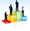 Person businessman bar graph vector chart business growth progress success financial man businesswoman silhouette woman profit win