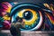 person, capturing creative and colorful street art on camera
