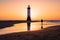 person, capturing the solitary beauty of a lighthouse on an empty beach