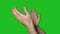 Person clap hands, caucasian man applause. Isolated green background chroma key.