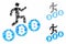 Person climb Bitcoins Composition Icon of Bumpy Parts