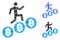 Person climb Bitcoins Mosaic Icon of Spheric Items