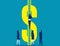 Person climb ladder to money symbol.  Business financial concept