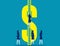 Person climb ladder to money symbol.  Business financial concept