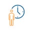 Person with clock icon. Vector thin line illustration for concepts of business, delivery, order, waiting, patience, appointments,